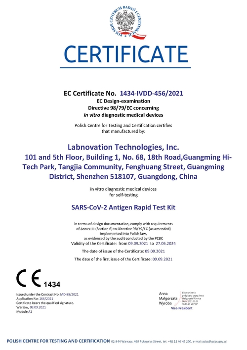Passaggio che rapido del corredo della prova del SARS-CoV-2 Antgen di Labnovation (per auto-test) il CE ha certificato